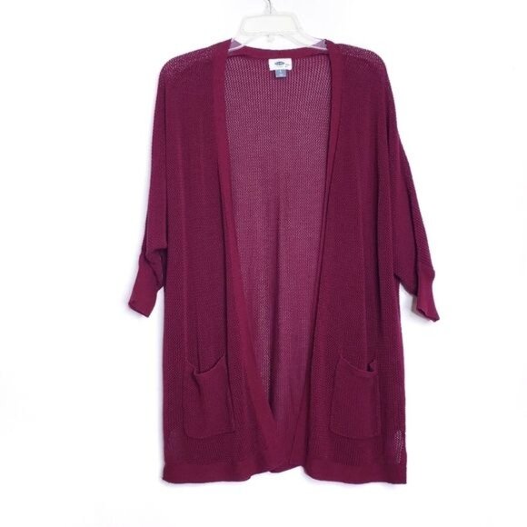 Old Navy Burgundy Red Open Knit Dolman Sleeve Cardigan Sweater Womens Size Small - Picture 8 of 8